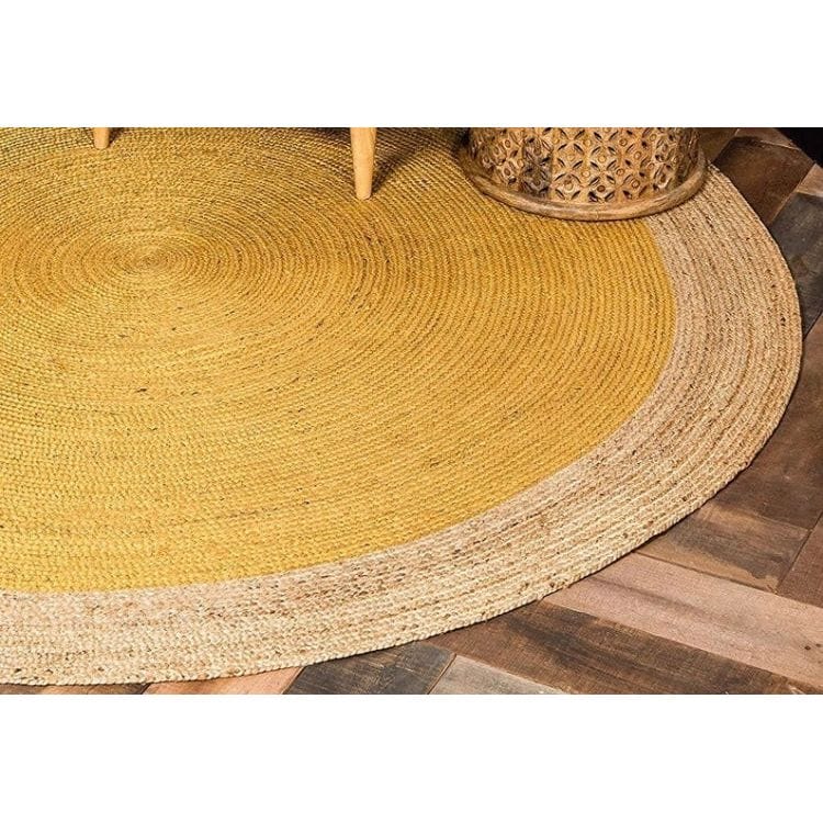 Yellow Gold Jute Round Rug Jute Area Rug Hand Made Natural Jute Rug Bohemian Yoga Eco friendly Rugs Hallway Rug