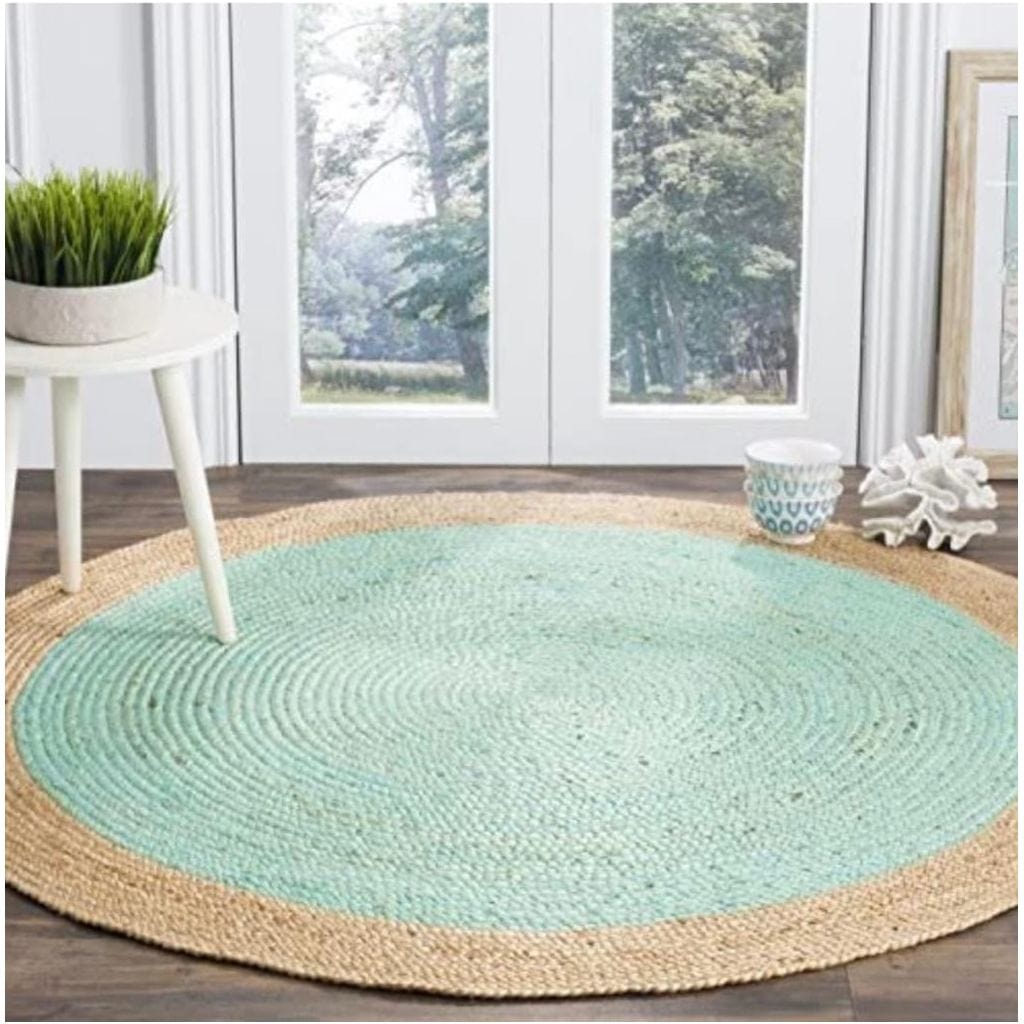 Yellow Gold Jute Round Rug Jute Area Rug Hand Made Natural Jute Rug Bohemian Yoga Eco friendly Rugs Hallway Rug